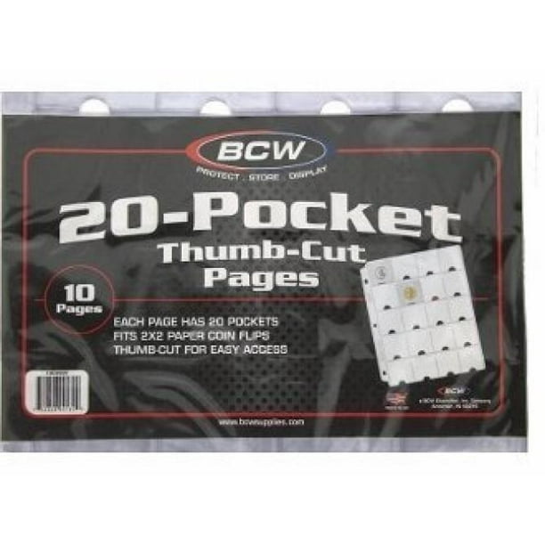 BCW Vinyl 20 Pocket Pages with Thumb Cut 10 Ct Pack 